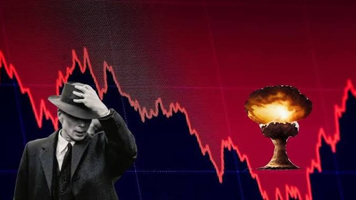 A trader reacting to a crashing chart, illustrating the risk of ignoring notional value in CFD trading